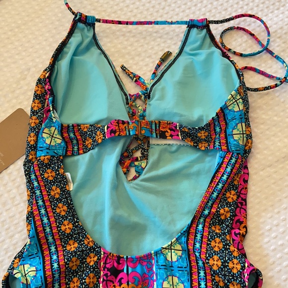 NWT! HOBIE Bright Multicolor One Piece Swimsuit - Picture 7 of 13